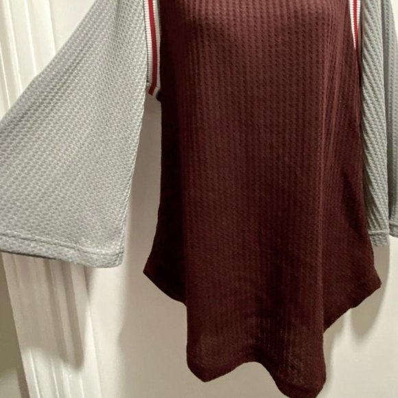 (6) Waffel Knit Stretch Cotton Bell Sleeve Y2K Boho Stripe Color Block … - Picture 2 of 4